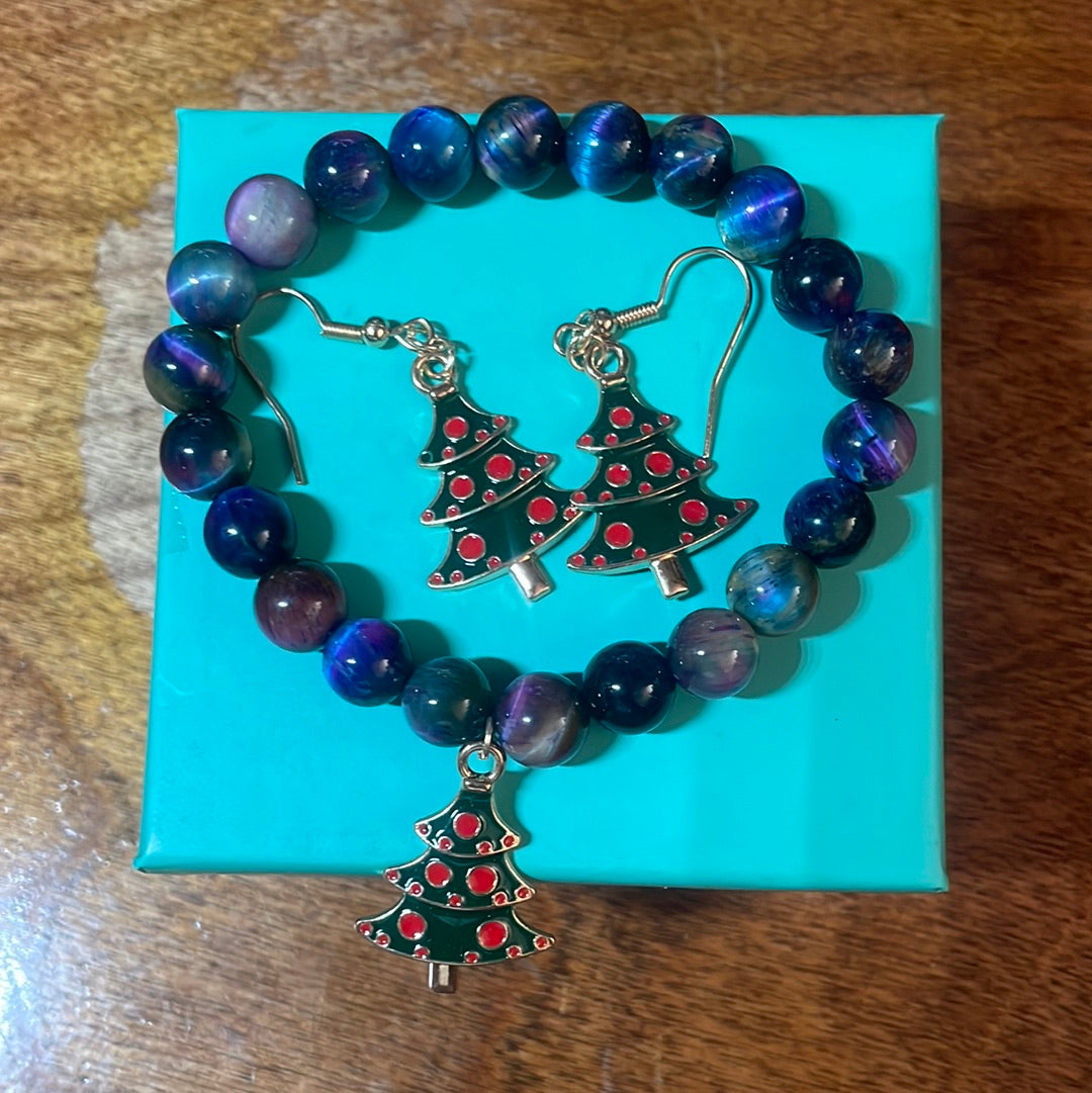 Christmas earring and bracelet set