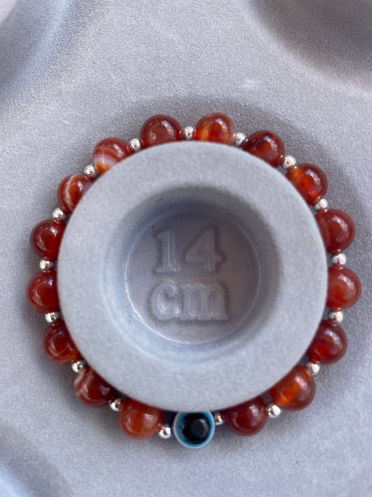 Carnelian evil eye silver spacer