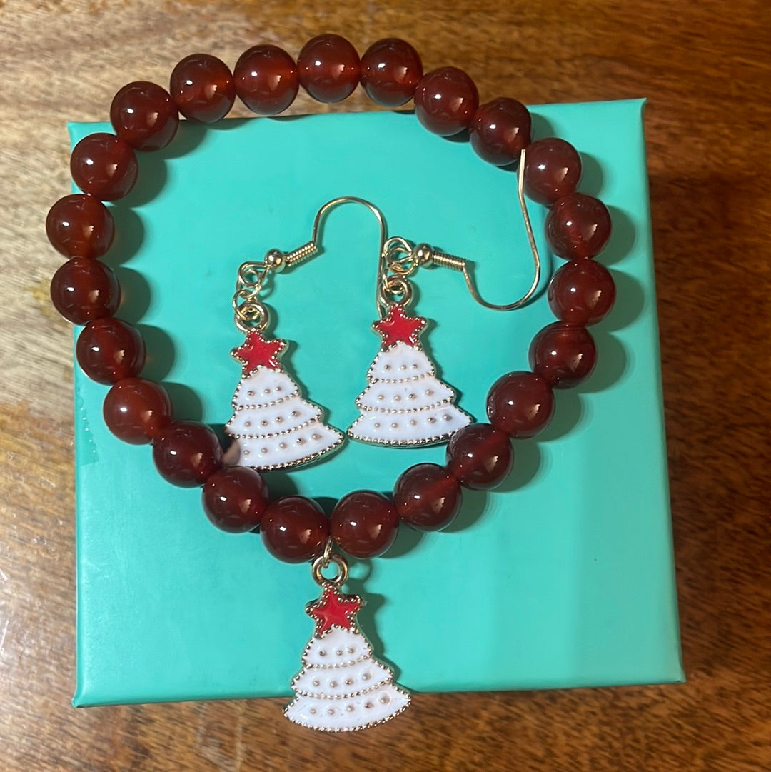 Christmas earring and bracelet set